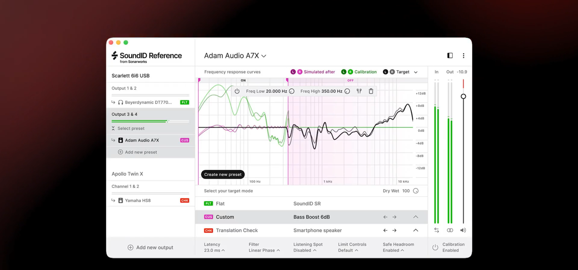 Tonal balance comparison between tracks